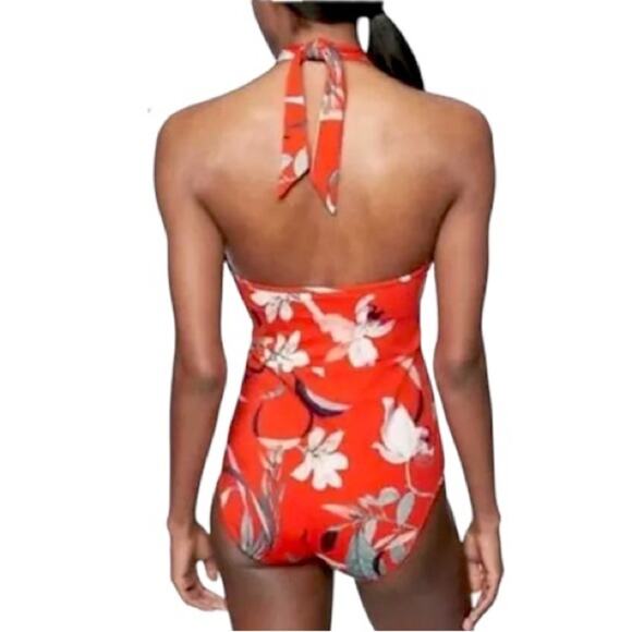 Athleta Waimea One Piece Swimsuit Halter Padded Bra Floral Womens M 291989 - Picture 2 of 13